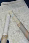 THREE CARDBOARD TUBES OF ORDNANCE SURVEY ONE INCH TO ONE MILE GREAT BRITAIN MAPS, no 7 ,9, 11, 12-