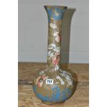 A LATE VICTORIAN LANGLEY WARE VASE OF BULBOUS FORM, the buff and blue matt ground incised and