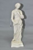 A MID 20TH CENTURY BELLEEK FIGURE OF AFFECTION, a scantily clad lady wearing a string of pearls,