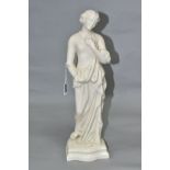 A MID 20TH CENTURY BELLEEK FIGURE OF AFFECTION, a scantily clad lady wearing a string of pearls,