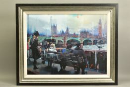 CHRISTIAN HOOK (BRITISH 1971) 'EMBANKMENT', a limited edition print of a London cityscape, 19/195,