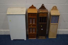 FOUR VARIOUS BAGUETTE BOXES to include three pine and one painted (4)