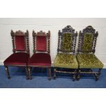 TWO VARIOUS PAIRS OF CARVED OAK PERIOD CHAIRS (4)
