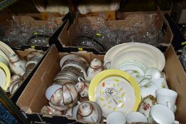 TWO BOXES OF CERAMICS AND GLASSWARE, etc, including a part Japanese egg shell porcelain tea set,