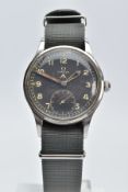 A GENTLEMAN'S STEEL BRITISH MILITARY OMEGA W.W.W WRISTWATCH, CIRCA 1945, part of the Dirty Dozen