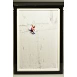 MR KUU (BRITISH CONTEMPORARY) 'HIGH ON LOVE', a limited edition print of figures on a wall, 45/75,