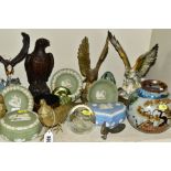 CERAMICS AND METALWARES ETC, to include Wedgwood blue and green jasperwares, Bradford Exchange eagle