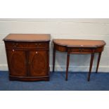 A MODERN MAHOGANY HALL TABLE with a single drawer, width 102cm x depth 39cm x height 74cm together