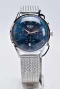 A GENTS HENRY LONDON WRISTWATCH, circular blue dial with Arabic twelve and baton markers, multi-