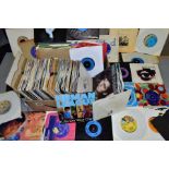 A BOX CONTAINING APPROXIMATELY TWO HUNDERD 7'' SINGLES FROM THE 1970'S AND 1980'S, including David