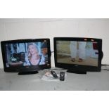 TWO BUSH 22 INCH TV DVD COMBI TVs with two remotes and a Samsung Microwave ( all PAT pass one