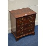 A SMALL EARLY TO MID 20TH CENTURY MAHOGANY CHEST OF TWO OVER THREE GRADUATING DRAWERS, width 51cm