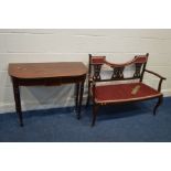 A 19TH CENTURY MAHOGANY D END DINING TABLE, together with an Edwardian two seater sofa (live