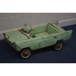 A 1960'S TRI-ANG AUSTIN A60 PEDAL CAR, missing steering wheel, offside front wheel, model engine,