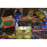 A QUANTITY OF UNBOXED AND ASSORTED O GAUGE MODEL RAILWAY TRACK AND ACCESSORIES, majority are