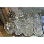 ELEVEN ITEMS OF MOSTLY 20TH CENTURY CLEAR GLASSWARE, comprising a late Victorian etched glass