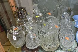 ELEVEN ITEMS OF MOSTLY 20TH CENTURY CLEAR GLASSWARE, comprising a late Victorian etched glass