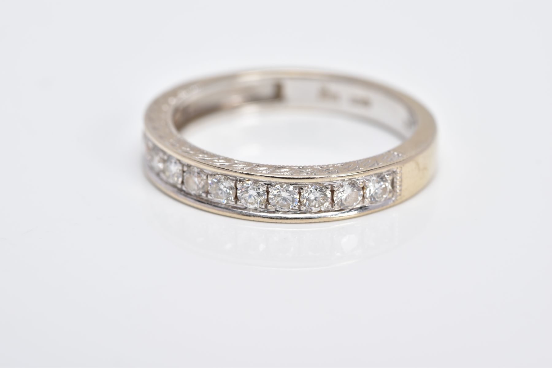 AN 18CT WHITE GOLD DIAMOND HALF ETERNITY RING, designed with a row of round brilliant cut - Image 4 of 5
