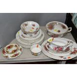 ROYAL ALBERT PART TEAWARES, comprising 'Centennial Rose' seconds, meat platter, gravy boat and