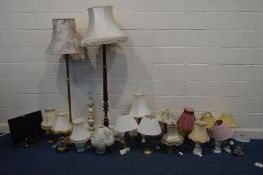 A QUANTITY OF VARIOUS LIGHTS, to include two standard lamps, and a quantity of various table lamps