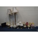 A QUANTITY OF VARIOUS LIGHTS, to include two standard lamps, and a quantity of various table lamps