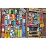 A QUANTITY OF BOXED AND UNBOXED ASSORTED PLAYWORN DIECAST VEHICLES, majority are Matchbox 1-75