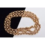 A 9CT GOLD HOLLOW ROUND BELCHER LINK CHAIN, measuring 500mm in length, hallmarked 9ct gold,
