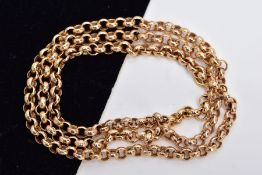 A 9CT GOLD HOLLOW ROUND BELCHER LINK CHAIN, measuring 500mm in length, hallmarked 9ct gold,