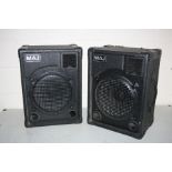 A PAIR OF MAJ VINTAGE POWERED PA SPEAKERS with 1x12 inch speaker and horn in each, one speaker