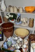 THREE BOXES AND LOOSE CERAMICS, etc, including Denby tea and dinner wares in assorted patterns,