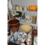 THREE BOXES AND LOOSE CERAMICS, etc, including Denby tea and dinner wares in assorted patterns,