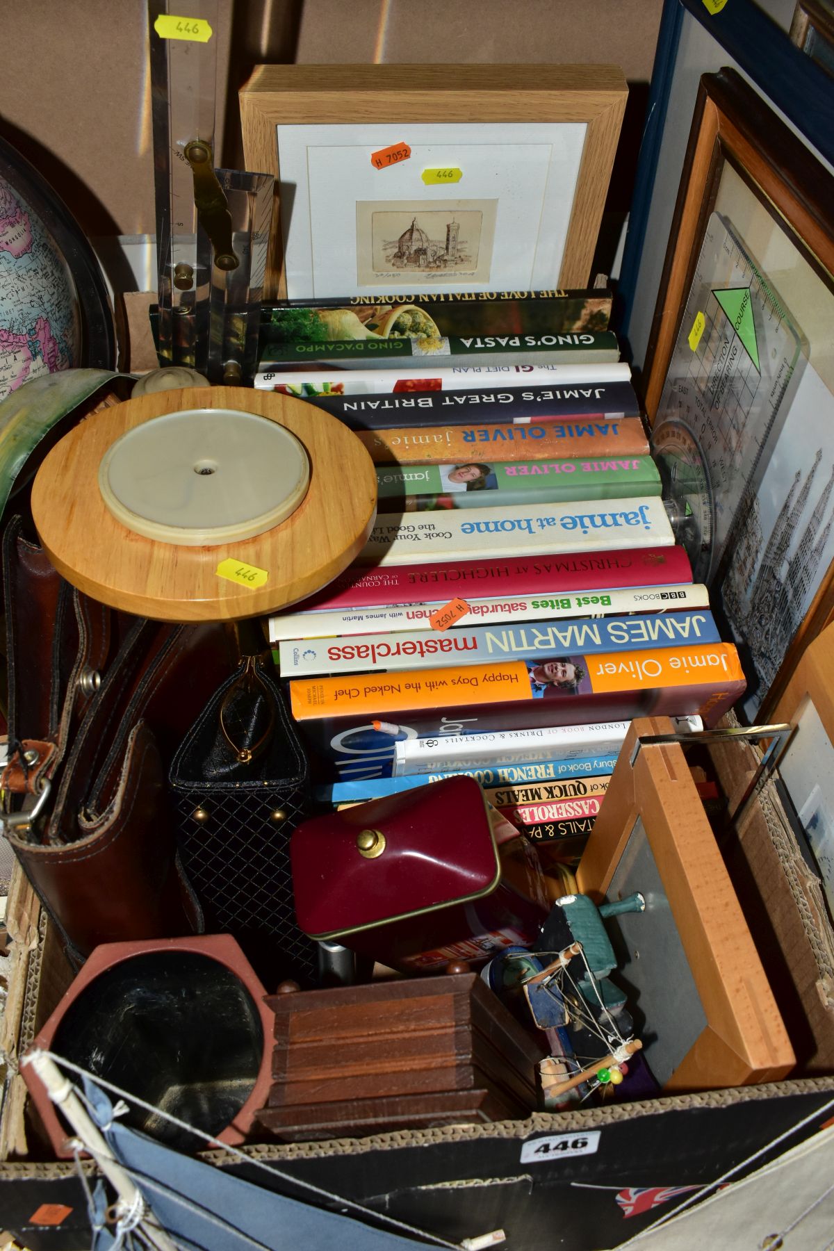 LOOSE PRINTS, BOX OF SEASHELLS, A BOX OF COOKERY BOOKS, ETC, including a modern Danish Scan-Globe - Image 5 of 10