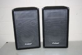 A PAIR OF PROSOUND PS10 V2TRAPEZOIDAL PA SPEAKERS with 1x10 inch speaker and horn 300watt program