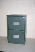 A MODERN TWO DRAWER FILING CABINET with two keys 40cm wide 66cm high