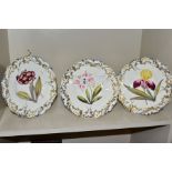 THREE GRAINGER AND WORCESTER DESSERT PLATES, in the Brunswick shape, pattern 723X, the central