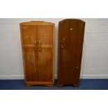 A LEBUS OAK SINGLE DOOR HALL ROBE, width 63cm x depth 42cm x height 185cm along with a golden oak