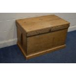 A VICTORIAN PINE BLANKET CHEST, width 95cm x depth 57cm x height 61cm