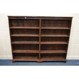 AN EARLY TO MID 20TH CENTURY MAHOGANY SIDE BY SIDE BOOKCASE, width 187cm x depth 23cm x height 156cm