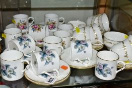 THREE ROYAL WORCESTER PART COFFEE SETS, comprising 'Gold Chantilly' pattern, six cups, six