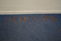 A SELECTION OF VINTAGE WROUGHT IRON ADVERTISING LETTERS, reading U,F,@,K,C,O,C