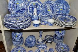 SPODE 'ITALIAN' BLUE AND WHITE WARES, to include thirty five 15.5cm wavy edge plates, nine 26.5cm