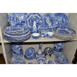 SPODE 'ITALIAN' BLUE AND WHITE WARES, to include thirty five 15.5cm wavy edge plates, nine 26.5cm