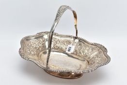 A GEORGE IV SILVER BASKET TRAY, of an oval form, embossed floral detailing to the bowl, with a