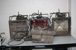 FOUR LARGE VINTAGE 'STRAND ELECTRICS' THEATRE STAGE LIGHTS ( untested) 44cm wide 44cm high 30cm