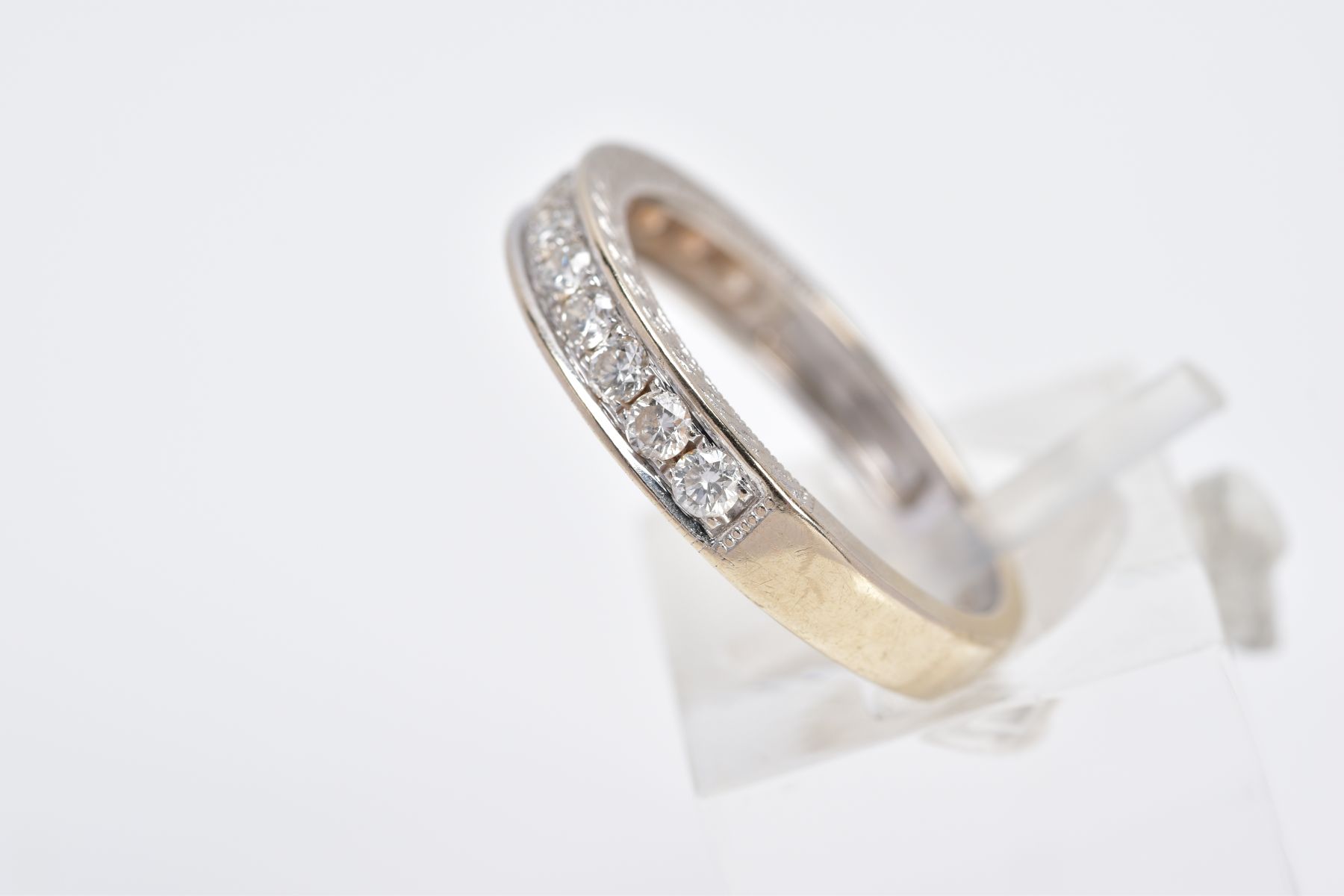 AN 18CT WHITE GOLD DIAMOND HALF ETERNITY RING, designed with a row of round brilliant cut - Image 2 of 5