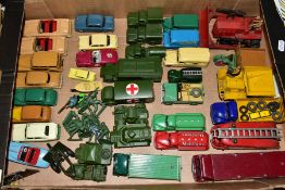 A QUANTITY OF UNBOXED AND ASSORTED PLAYWORN DIECAST VEHICLES, majority are Dinky Toys with many in