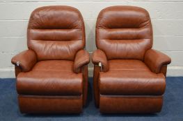 A PAIR OF SHERBOURNE BROWN LEATHER ARMCHAIRS (2)