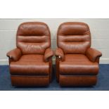 A PAIR OF SHERBOURNE BROWN LEATHER ARMCHAIRS (2)