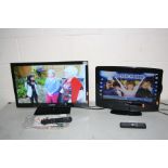 A BLAUPUNKT 24 INCH LED TV , Bush 19 INCH LCD TV and DVD combi both with remotes ( both PAT pass and