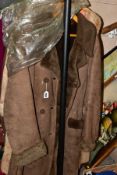 LADIES AND GENTS SHEEPSKIN STYLE COATS, ladies sized 40, gents approximate medium, ladies pale brown